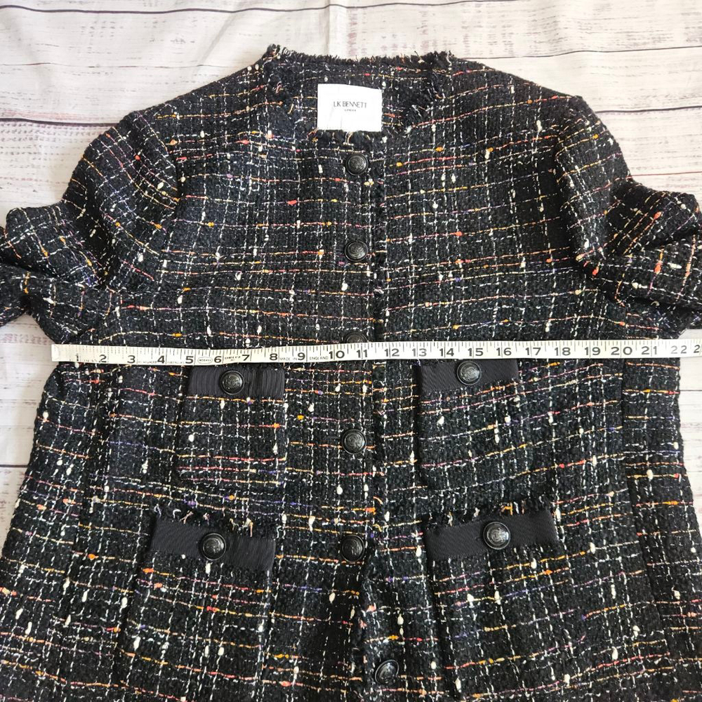 LK Bennett Angelica Black Multi Fleck Italian Tweed Jacket Classy Work US 16 - Picture 7 of 7